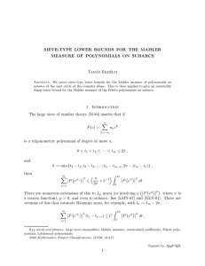 SIEVE-TYPE LOWER BOUNDS FOR THE MAHLER MEASURE OF POLYNOMIALS ON SUBARCS Tam´