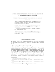 ON THE ZEROS OF COSINE POLYNOMIALS: SOLUTION