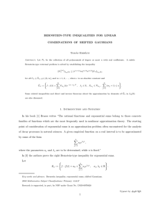 BERNSTEIN-TYPE INEQUALITIES FOR LINEAR COMBINATIONS OF SHIFTED GAUSSIANS Tam´ as Erd´