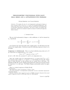 TRIGONOMETRIC POLYNOMIALS WITH MANY REAL ZEROS AND A LITTLEWOOD-TYPE PROBLEM as Erd´