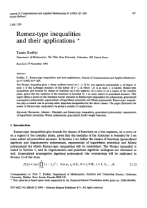 Remez-type  inequalities and  their  applications  *