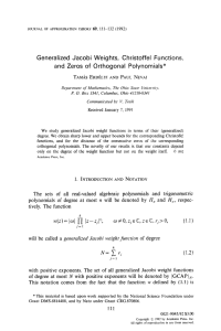 Generalized Jacobi  Weights, Christoffei Functions,