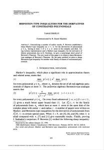 BERNSTEIN-TYPE INEQUALITIES FOR THE DERIVATIVES OF CONSTRAINED POLYNOMIALS