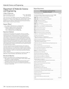 Department of Materials Science and Engineering Materials Science and Engineering Degree Requirements