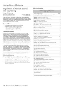 Department of Materials Science and Engineering Materials Science and Engineering Degree Requirements