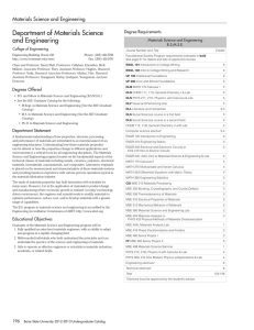 Department of Materials Science and Engineering Materials Science and Engineering Degree Requirements