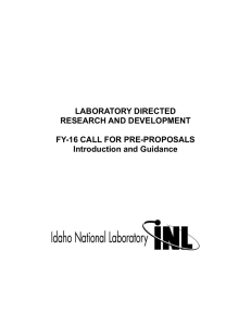 LABORATORY DIRECTED RESEARCH AND DEVELOPMENT FY-16 CALL FOR PRE-PROPOSALS