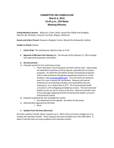 COMMITTEE ON CURRICULUM March 4, 2015 12:45 p.m., 254 Baker