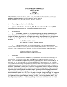 COMMITTEE ON CURRICULUM January 15, 2014 254 Baker Meeting Minutes