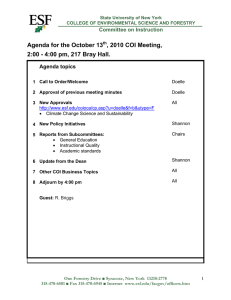 Agenda for the October 13 , 2010 COI Meeting, Committee on Instruction