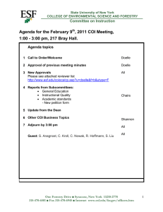 Agenda for the February 9 , 2011 COI Meeting, Committee on Instruction