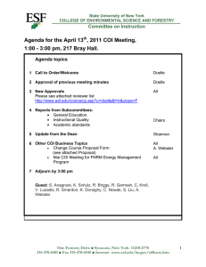 Agenda for the April 13 , 2011 COI Meeting, Committee on Instruction