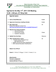 Agenda for the May 11 , 2011 COI Meeting, Committee on Instruction