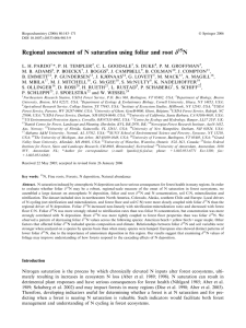 Regional assessment of N saturation using foliar and root d N