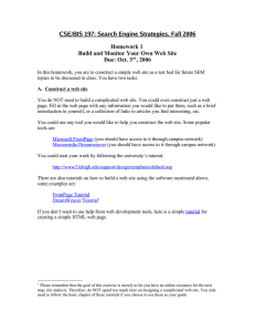 CSE/BIS 197: Search Engine Strategies, Fall 2006 Homework 1 Due: Oct. 3