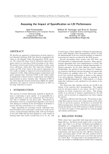 Assessing the Impact of Sparsification on LSI Performance April Kontostathis