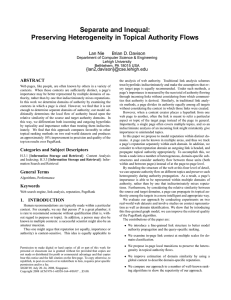 Separate and Inequal: Preserving Heterogeneity in Topical Authority Flows Lan Nie