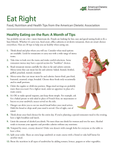 Eat Right Healthy Eating on the Run: A Month of Tips