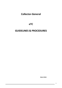 Collector-General eTC GUIDELINES &amp; PROCEDURES March 2016