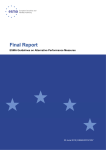 Final Report ESMA Guidelines on Alternative Performance Measures