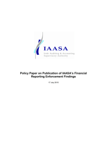 of IAASA’s Financial Policy Paper on Publication Reporting Enforcement Findings