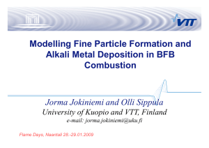 Modelling Fine Particle Formation and Alkali Metal Deposition in BFB Combustion