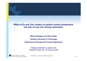 Effect of O and CO content on particle surface temperature