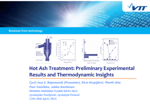 Hot Ash Treatment: Preliminary Experimental Results and Thermodynamic Insights