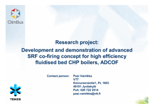 Research project: Development and demonstration of advanced fluidised bed CHP boilers, ADCOF