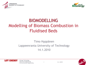BIOMODELLING Modelling of Biomass Combustion in Fluidised Beds Timo Hyppänen