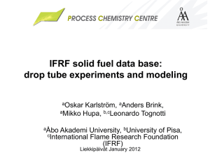 IFRF solid fuel data base: drop tube experiments and modeling
