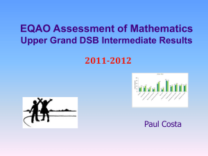 EQAO Assessment of Mathematics Upper Grand DSB Intermediate Results 2011-2012 Paul Costa