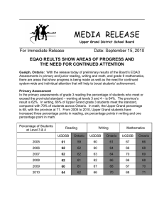 MEDIA  RELEASE  EQAO REULTS SHOW AREAS OF PROGRESS AND