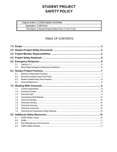 STUDENT PROJECT SAFETY POLICY  TABLE OF CONTENTS