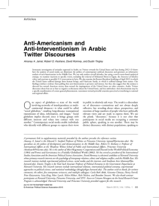 Anti-Americanism and Anti-Interventionism in Arabic Twitter Discourses Articles
