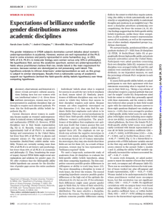 Expectations of brilliance underlie gender distributions across academic disciplines