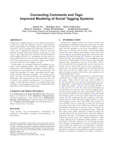 Connecting Comments and Tags: Improved Modeling of Social Tagging Systems Dawei Yin