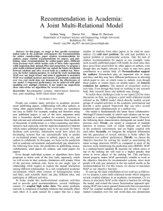 Recommendation in Academia: A Joint Multi-Relational Model Zaihan Yang Dawei Yin