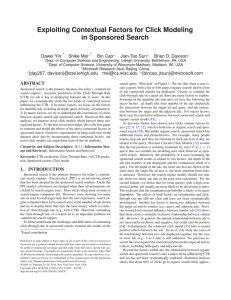 Exploiting Contextual Factors for Click Modeling in Sponsored Search Dawei Yin Shike Mei