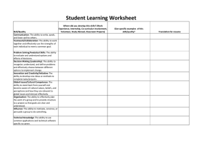 Student Learning Worksheet