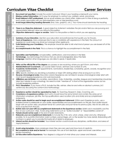 Curriculum Vitae Checklist        ...