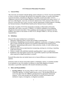 UCCS Research Misconduct Procedures A.    General Policy