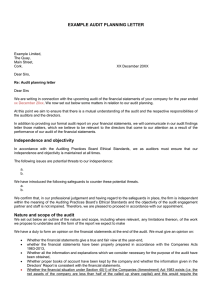 EXAMPLE AUDIT PLANNING LETTER