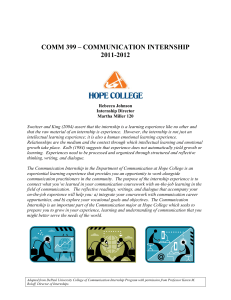 COMM 399 – COMMUNICATION INTERNSHIP 2011-2012