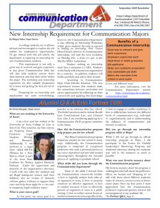 New Internship Requirement for Communication Majors Benefits of a Communication Internship