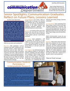 April/May 2009 Newsletter Hope College Department of Communication | 257 Columbia