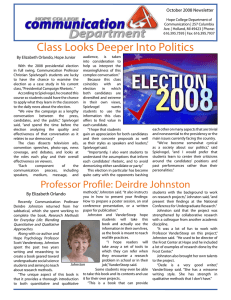 Class Looks Deeper Into Politics By Elizabeth Orlando, Hope Junior