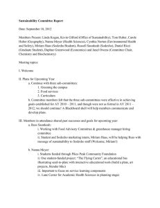 Sustainability Committee Report  Date: September 10, 2012