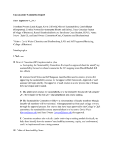 Sustainability Committee Report  Date: September 9, 2013