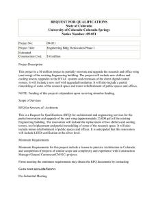 REQUEST FOR QUALIFICATIONS State of Colorado University of Colorado-Colorado Springs Notice Number: 09-051